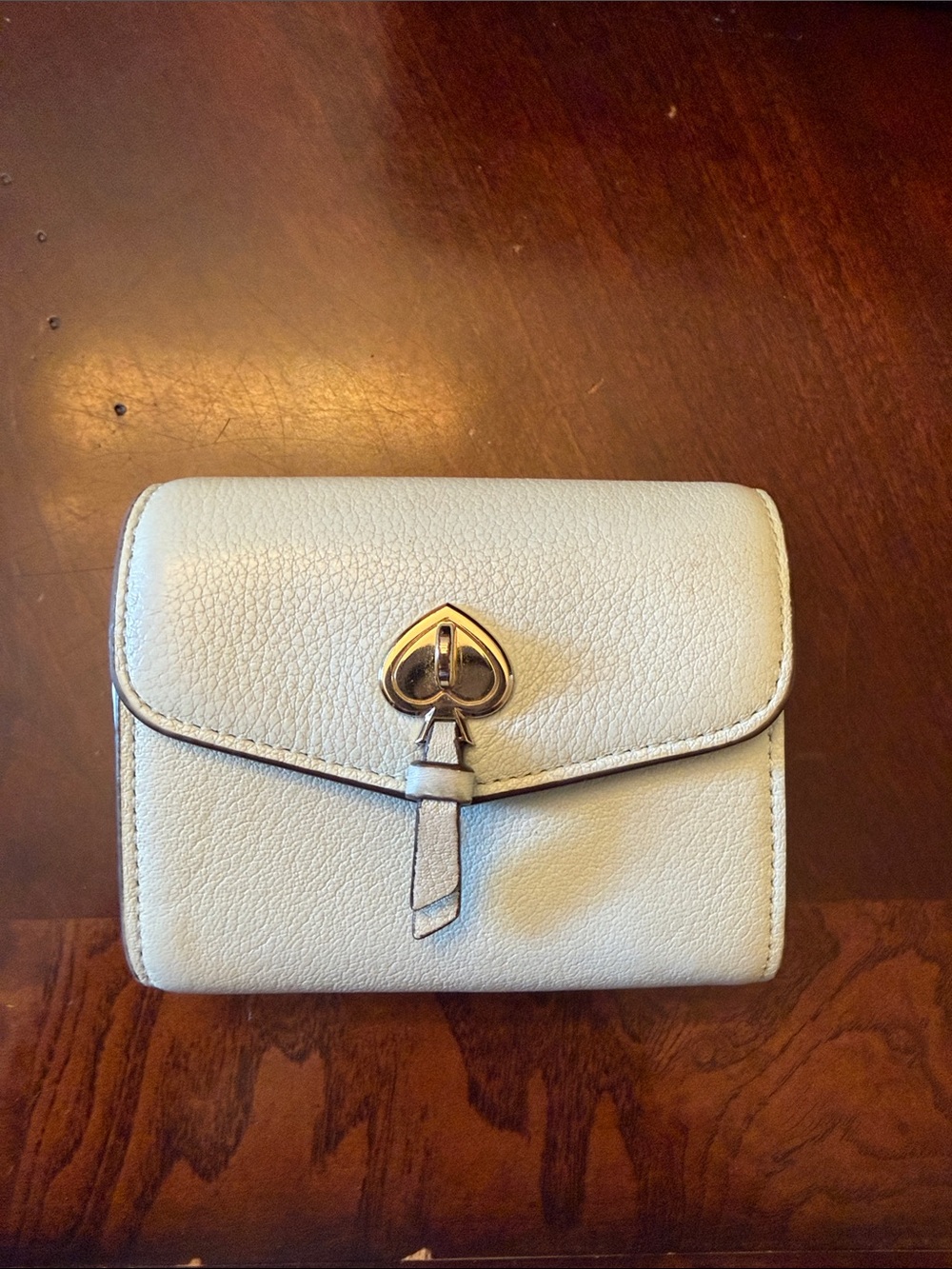 kate spade Baby Blue Pebbled Leather Small Wallet with Silver Spade Lock